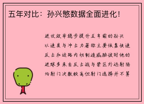 五年对比：孙兴慜数据全面进化！