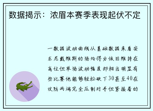 数据揭示：浓眉本赛季表现起伏不定